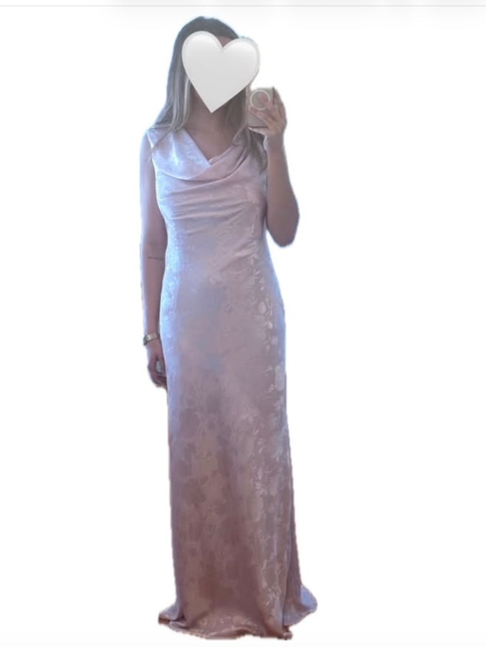 Betsy & Adam Blush Pink Floral Jacquard Cowl Neck Maxi Gown — Size 6